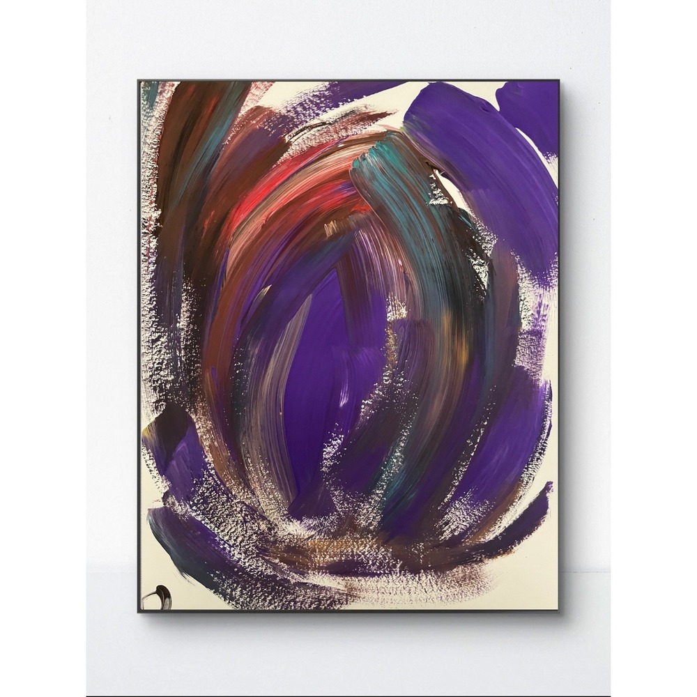 OMAN Original Abstract Spiritual Painting Purple Teal 11x14 Modern Fine Art